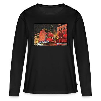 Moulin Rouge - T-shirt manches longues Premium bio Femme - noir - Devant - Julia (174cm)