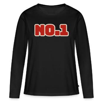 No.1 Nummer 1 Eins - Frauen Premium Bio Langarmshirt - Schwarz - Vorne - Julia (174cm)