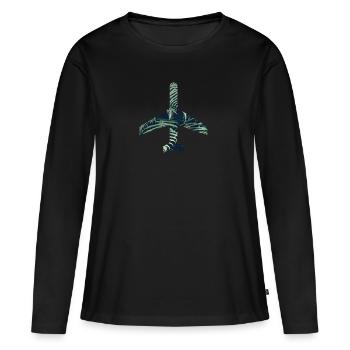 Avion vert - T-shirt manches longues Premium bio Femme - noir - Devant - Julia (174cm)