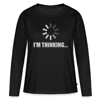I'm Thinking - Loading Symbol - Frauen Premium Bio Langarmshirt - Schwarz - Vorne - Julia (174cm)