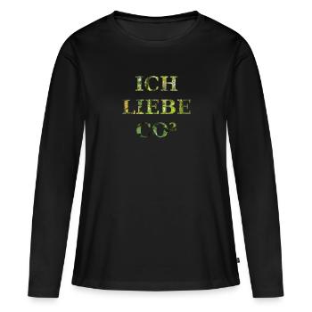J'aime co2 - T-shirt manches longues Premium bio Femme - noir - Devant - Julia (174cm)