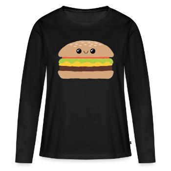 Burger - T-shirt manches longues Premium bio Femme - noir - Devant - Julia (174cm)