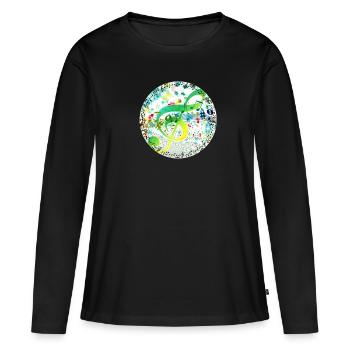 Clé de sol - T-shirt manches longues Premium bio Femme - noir - Devant - Julia (174cm)