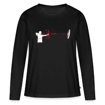 Bogenschießen Compound Bogen Herzschlag EKG - Frauen Premium Bio Langarmshirt - Schwarz - Vorne - Julia (174cm)