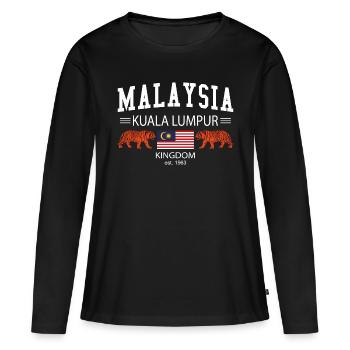 Malaysia - Frauen Premium Bio Langarmshirt - Schwarz - Vorne - Julia (174cm)