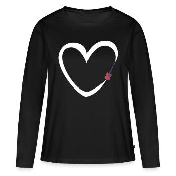 Electric Guitar Heart Guitarist Rock Bass Music - Women's Premium Organic Long Sleeve Shirt - black - Front - Julia (174cm)