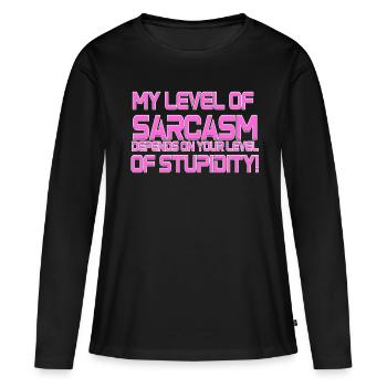 Sarcasme - T-shirt manches longues Premium bio Femme - noir - Devant - Julia (174cm)