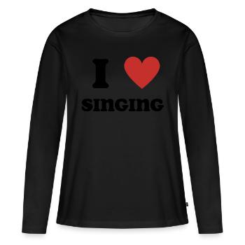 J’aime chanter - T-shirt manches longues Premium bio Femme - noir - Devant - Julia (174cm)