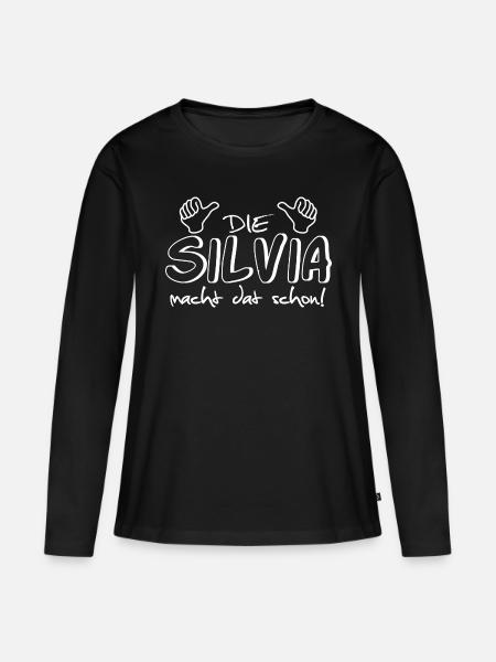 silvia - Frauen Premium Bio Langarmshirt - Schwarz