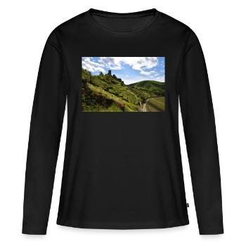Moselle, château, vignoble, panorama - T-shirt manches longues Premium bio Femme - noir - Devant - Julia (174cm)