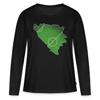 bosnien und herzegowina Fussball Fussballplatz Mei - Frauen Premium Bio Langarmshirt - Schwarz - Vorne - Julia (174cm)