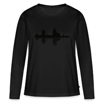 L’horizon de Cologne avec réflexion - T-shirt manches longues Premium bio Femme - noir - Devant - Julia (174cm)