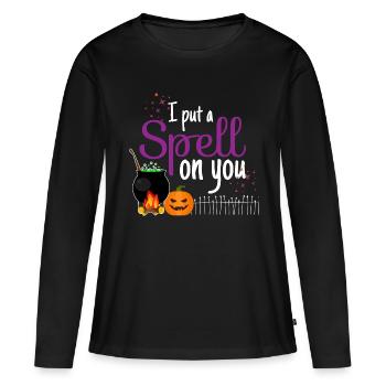 I Put A Spell On You - Halloween Zauberei Fluch - Frauen Premium Bio Langarmshirt - Schwarz - Vorne - Julia (174cm)