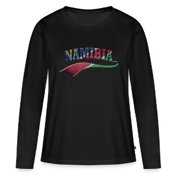 Namibia - Frauen Premium Bio Langarmshirt - Schwarz - Vorne - Julia (174cm)