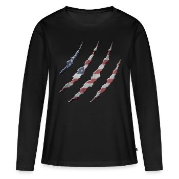 Amérique - T-shirt manches longues Premium bio Femme - noir - Devant - Julia (174cm)