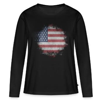 Amérique - T-shirt manches longues Premium bio Femme - noir - Devant - Julia (174cm)