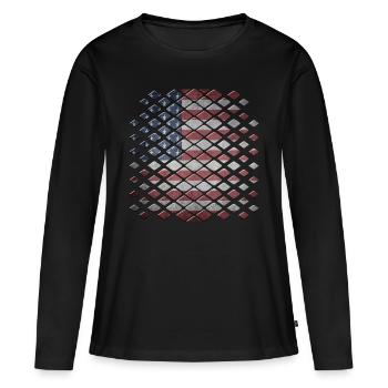 Amérique - T-shirt manches longues Premium bio Femme - noir - Devant - Julia (174cm)