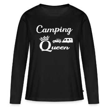Camping Queen - T-shirt manches longues Premium bio Femme - noir - Devant - Julia (174cm)
