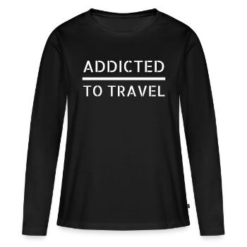 Travel - addicted to travel - T-shirt manches longues Premium bio Femme - noir - Devant - Julia (174cm)