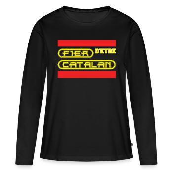 Fier d'être catalan - T-shirt manches longues Premium bio Femme - noir - Devant - Julia (174cm)