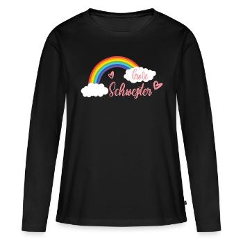 Große Schwester - Frauen Premium Bio Langarmshirt - Schwarz - Vorne - Julia (174cm)