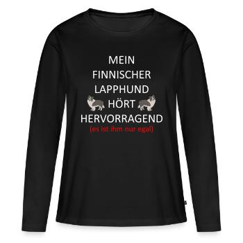 Finnischer Lapphund Hütehund Lapinkoira Hund - Frauen Premium Bio Langarmshirt - Schwarz - Vorne - Julia (174cm)
