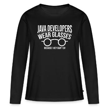 Java Developer - T-shirt manches longues Premium bio Femme - noir - Devant - Julia (174cm)