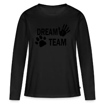 Chien chien - T-shirt manches longues Premium bio Femme - noir - Devant - Julia (174cm)