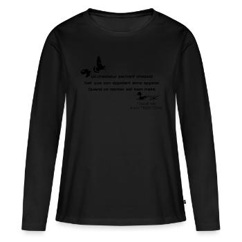 chasse - touche pas à nos traditions - T-shirt manches longues Premium bio Femme - noir - Devant - Julia (174cm)