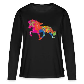 Tölter 2 Farbkleckse - Frauen Premium Bio Langarmshirt - Schwarz - Vorne - Julia (174cm)