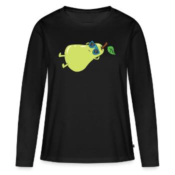 Poire - bains de soleil avec lunettes de soleil - T-shirt manches longues Premium bio Femme - noir - Devant - Julia (174cm)