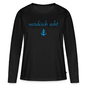 Nordisch echt - Frauen Premium Bio Langarmshirt - Schwarz - Vorne - Julia (174cm)