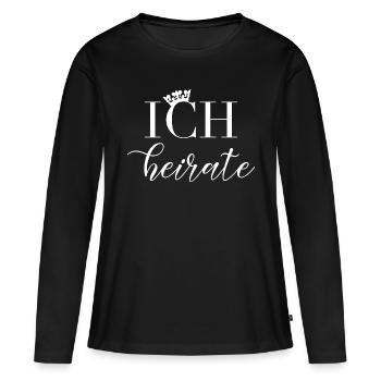 Braut - JGA - Ich heirate - Wedding - Bride - Frauen Premium Bio Langarmshirt - Schwarz - Vorne - Julia (174cm)