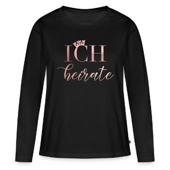 Bride - JGA - Ich heirate - Wedding - Rosegold - Frauen Premium Bio Langarmshirt - Schwarz - Vorne - Julia (174cm)