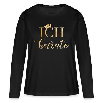 Bride - JGA - Ich heirate - Wedding - Gold - Frauen Premium Bio Langarmshirt - Schwarz - Vorne - Julia (174cm)