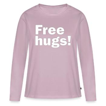 Câlins gratuits - T-shirt manches longues Premium bio Femme - rose poudré - Devant - Julia (174cm)