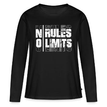 NO RULES NO LIMITS - Frauen Premium Bio Langarmshirt - Schwarz - Vorne - Julia (174cm)