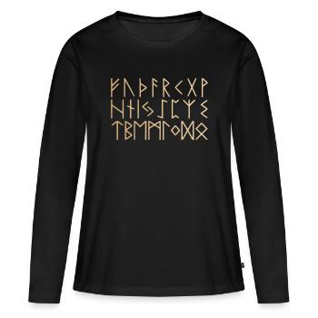 Futhark Runes - Vikings - Women's Premium Organic Long Sleeve Shirt - black - Front - Julia (174cm)