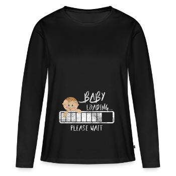 Cadeau Femme enceinte Grossesse Enceinte - T-shirt manches longues Premium bio Femme - noir - Devant - Julia (174cm)
