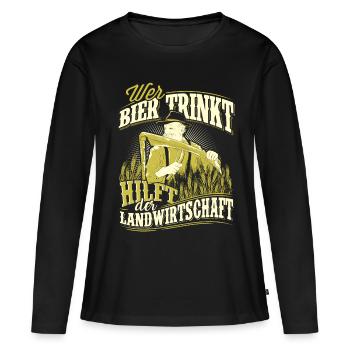 Bier Beerpong Saufen Weizenbier Landwirtschaft - Frauen Premium Bio Langarmshirt - Schwarz - Vorne - Julia (174cm)