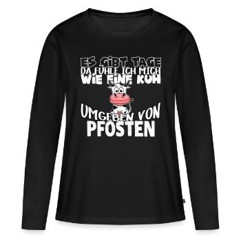 Vache Vaches - T-shirt manches longues Premium bio Femme - noir - Devant - Julia (174cm)