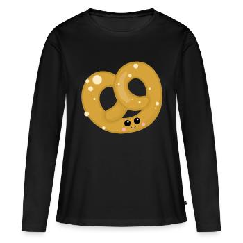 bretzel - T-shirt manches longues Premium bio Femme - noir - Devant - Julia (174cm)