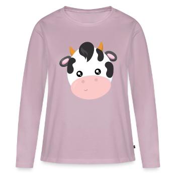 vache - T-shirt manches longues Premium bio Femme - rose poudré - Devant - Julia (174cm)