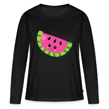 FRUITS - T-shirt manches longues Premium bio Femme - noir - Devant - Julia (174cm)