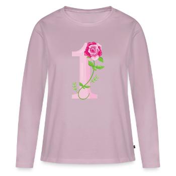 1 NUMBERS - Frauen Premium Bio Langarmshirt - Altrosa - Vorne - Julia (174cm)