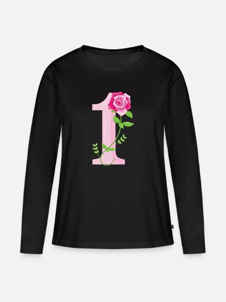1 NUMBERS - Frauen Premium Bio Langarmshirt - Schwarz
