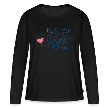 Mariage: Mr & Mrs Right - T-shirt manches longues Premium bio Femme - noir - Devant - Julia (174cm)