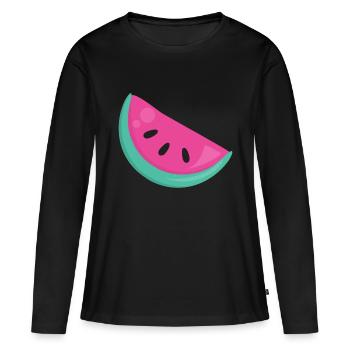 Melon - T-shirt manches longues Premium bio Femme - noir - Devant - Julia (174cm)