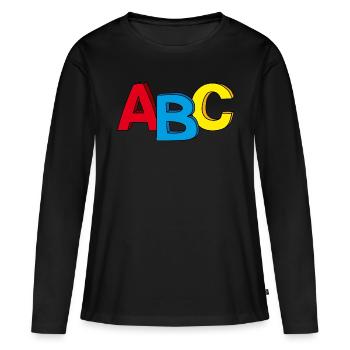 Motif ABC, idéal pour la scolarisation précoce - T-shirt manches longues Premium bio Femme - noir - Devant - Julia (174cm)