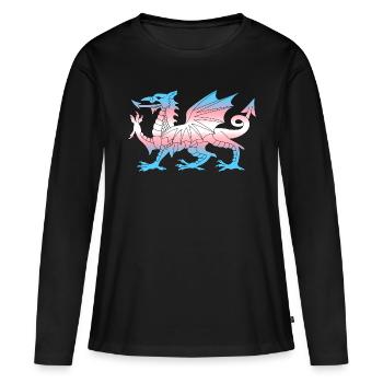 Wales Trans Flagge, Baner Trans Cymru, Transgender - Frauen Premium Bio Langarmshirt - Schwarz - Vorne - Julia (174cm)